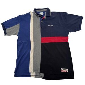 Vintage‎ Izod 90s Mens Naval Issue Colorblock Polo Shirt Cotton Large Y2K